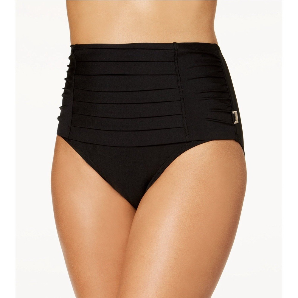 Calvin Klein Women's Molded Underwire Swim Bikini Top & Pleated Bottom Black XL - Picture 4 of 11